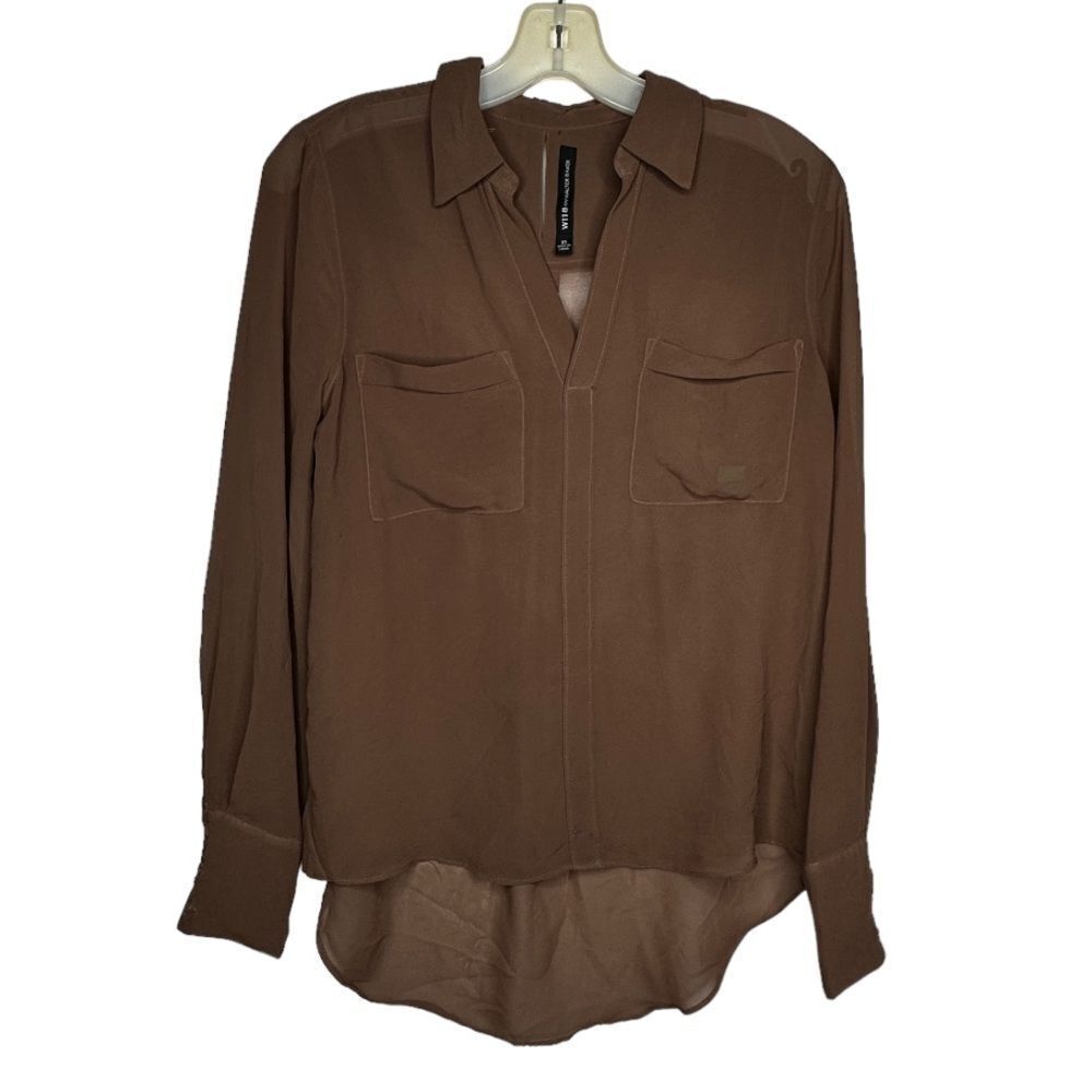 W118 by Walter Baker Sheer Brown Blouse